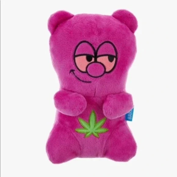 Bark 420 dog Chew toy Pink Heady teddy bear crinkle squeaker Plush Gift New - Picture 2 of 9